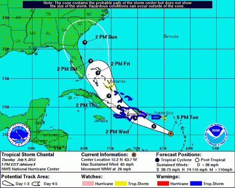 chantal projected path