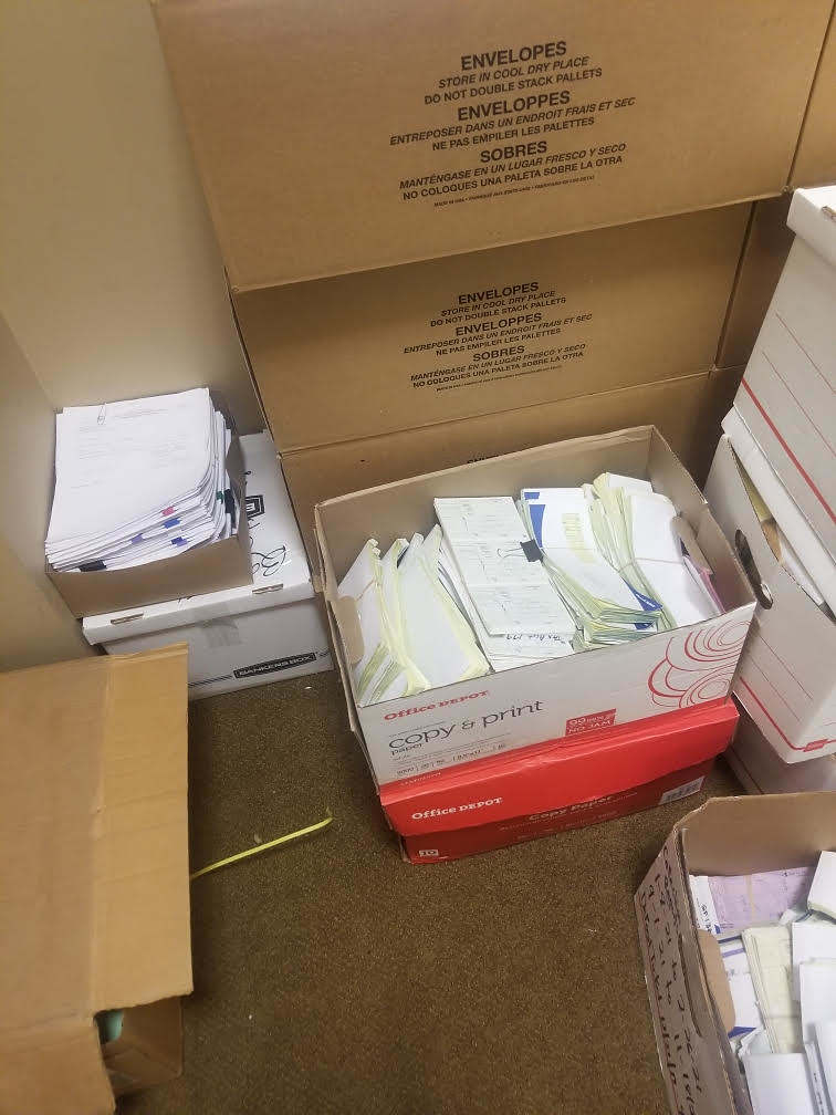 Shambles of Jasper County official records storage.