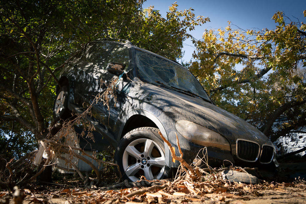 Hurricane Helene Destroyed Car along  Swannanoa River (Via: Dylan Nolan/FITSNews)